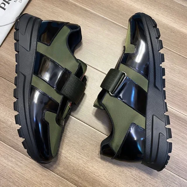 Prada Cloudbust Navy Army Green Laceless Slip-On Dual-Strap Closure Lifestyle Sneakers 7
