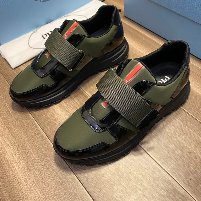 Prada Cloudbust Navy Army Green Laceless Slip-On Dual-Strap Closure Lifestyle Sneakers 9