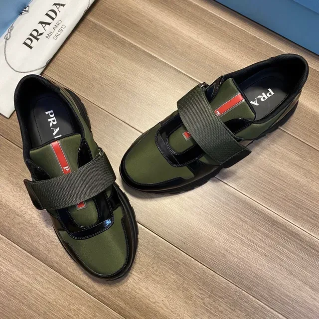 Prada Cloudbust Navy Army Green Laceless Slip-On Dual-Strap Closure Lifestyle Sneakers 10