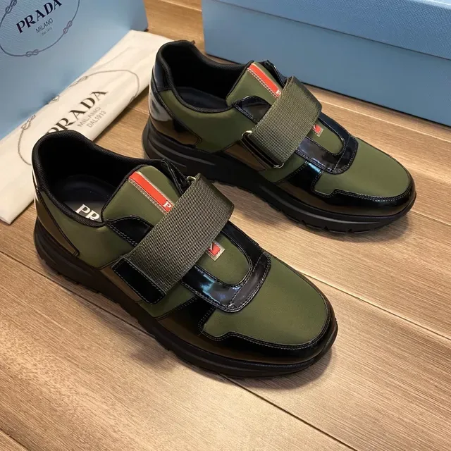 Prada Cloudbust Navy Army Green Laceless Slip-On Dual-Strap Closure Lifestyle Sneakers 11