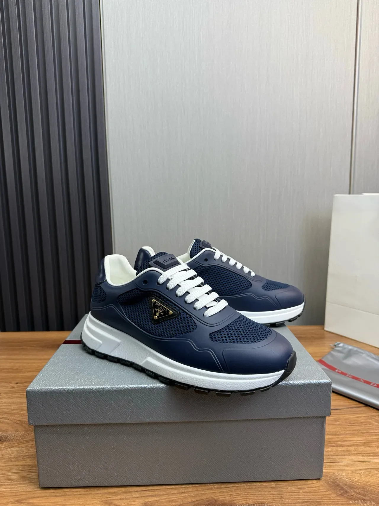 Prada Cloudbust Navy Mesh and Rubber Lifestyle Sneakers 3