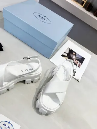 Prada Cloudbust White Chunky Lug Sole Casual Sandals 3