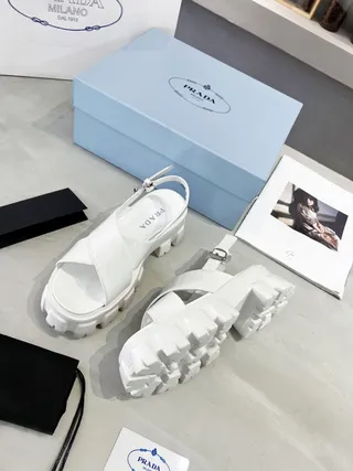 Prada Cloudbust White Chunky Lug Sole Casual Sandals 5