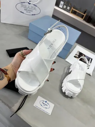 Prada Cloudbust White Chunky Lug Sole Casual Sandals 8