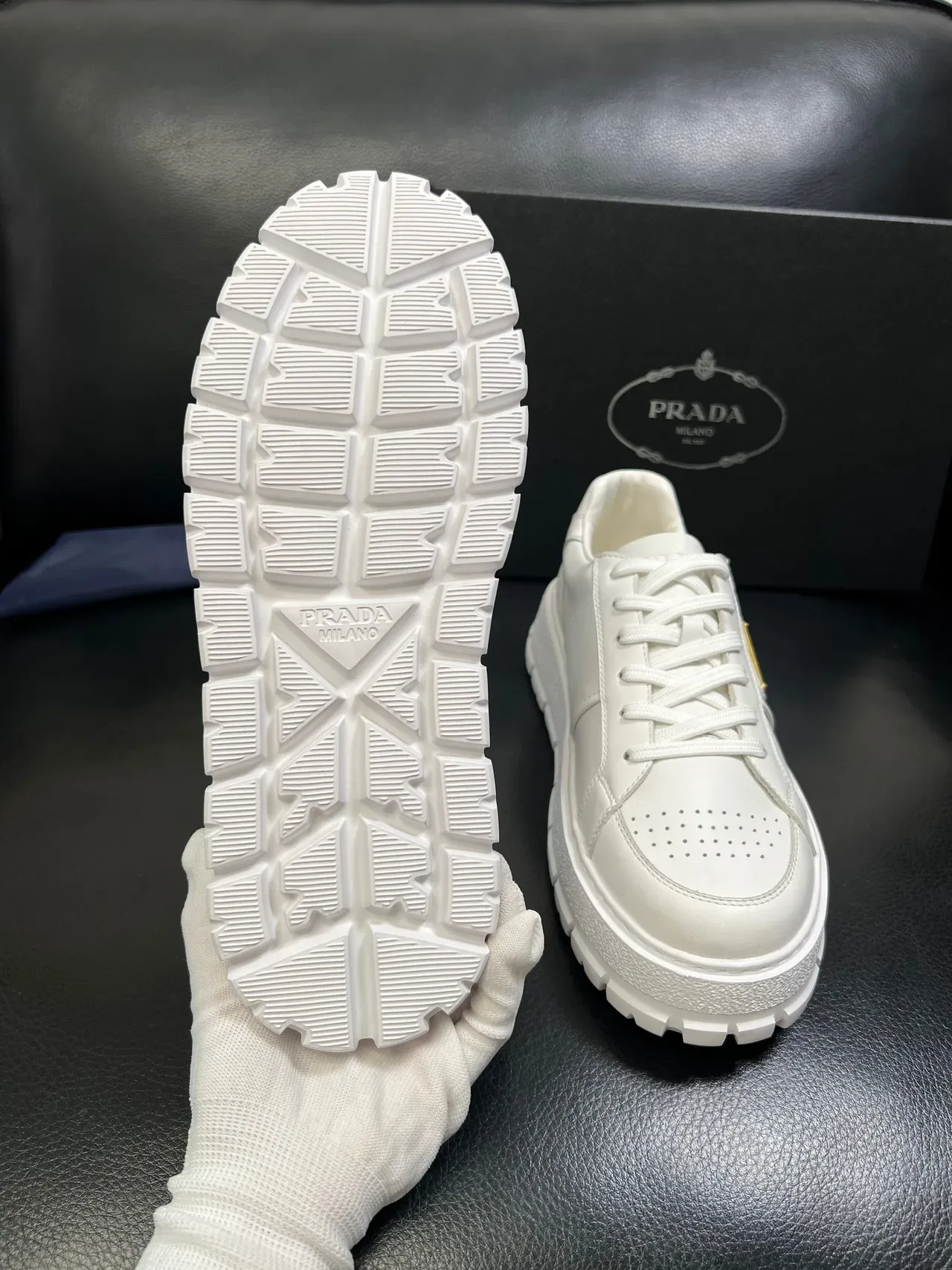 Prada Cloudbust White Leather Platform Lifestyle Sneakers 2
