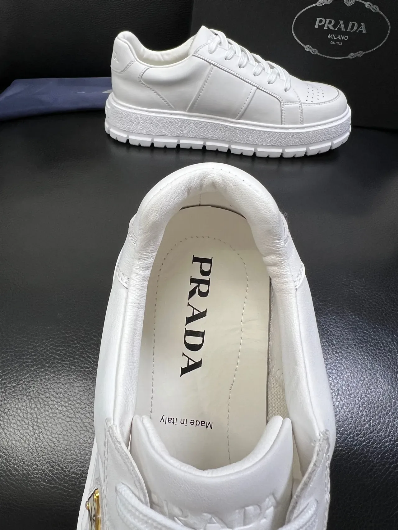 Prada Cloudbust White Leather Platform Lifestyle Sneakers 4