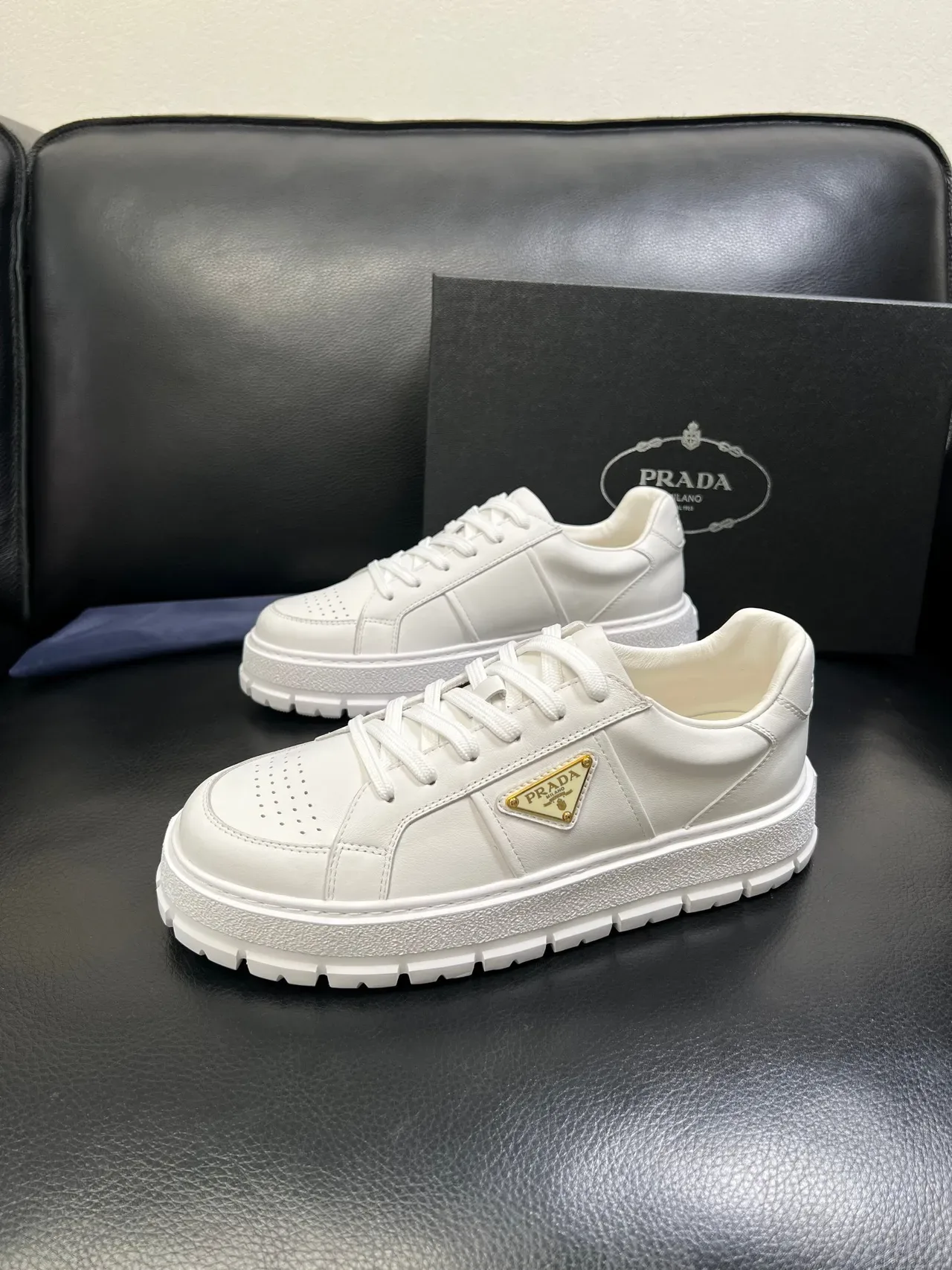 Prada Cloudbust White Leather Platform Lifestyle Sneakers 5