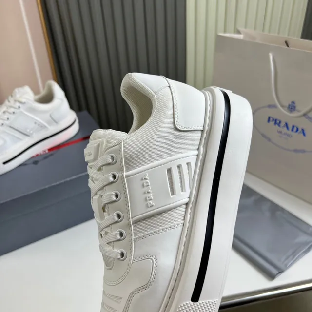 Prada Cloudbust White Leather Platform Lifestyle Sneakers 3