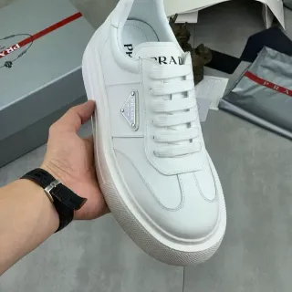 Prada Cloudbust White Leather Platform Sole Lifestyle Sneakers
