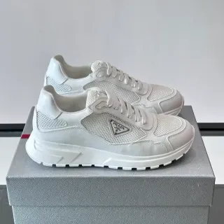 Prada Cloudbust White Mesh and Leather Chunky Sneakers