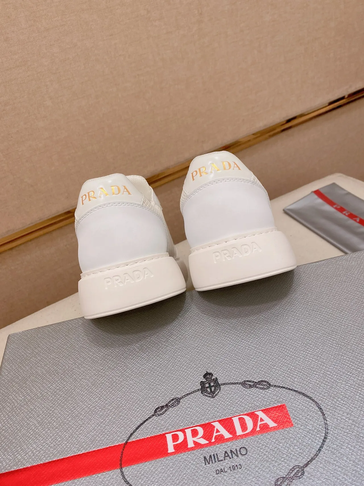 Prada Cloudbust White Mesh and Leather Platform Lifestyle Sneakers 3
