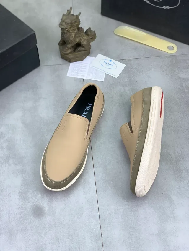 Prada Loafer Beige Army Green Slip-On Two-Tone Loafer 6