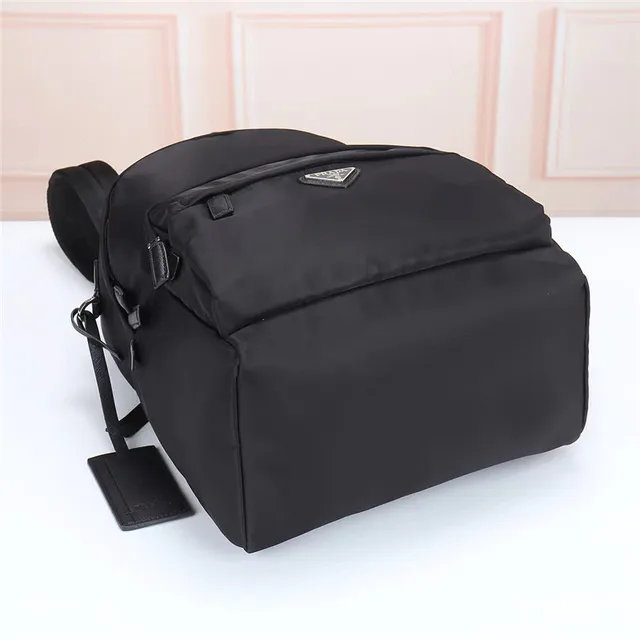Prada Re-Nylon Black Construction Minimalist Casual Backpack 5