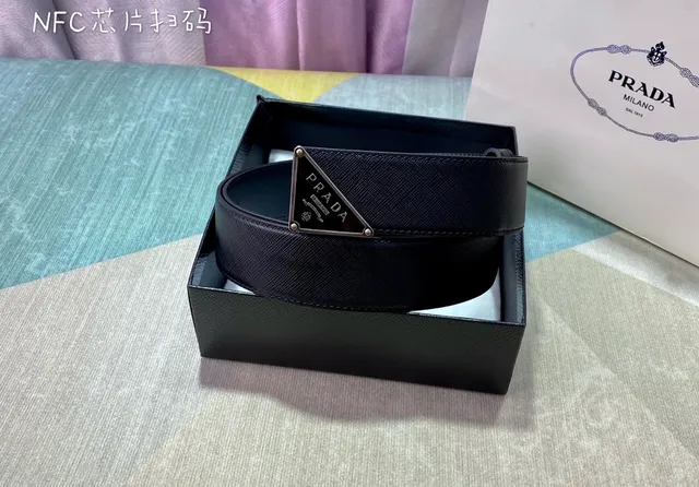 Prada 三角扣 Saffiano 皮革腰带 7