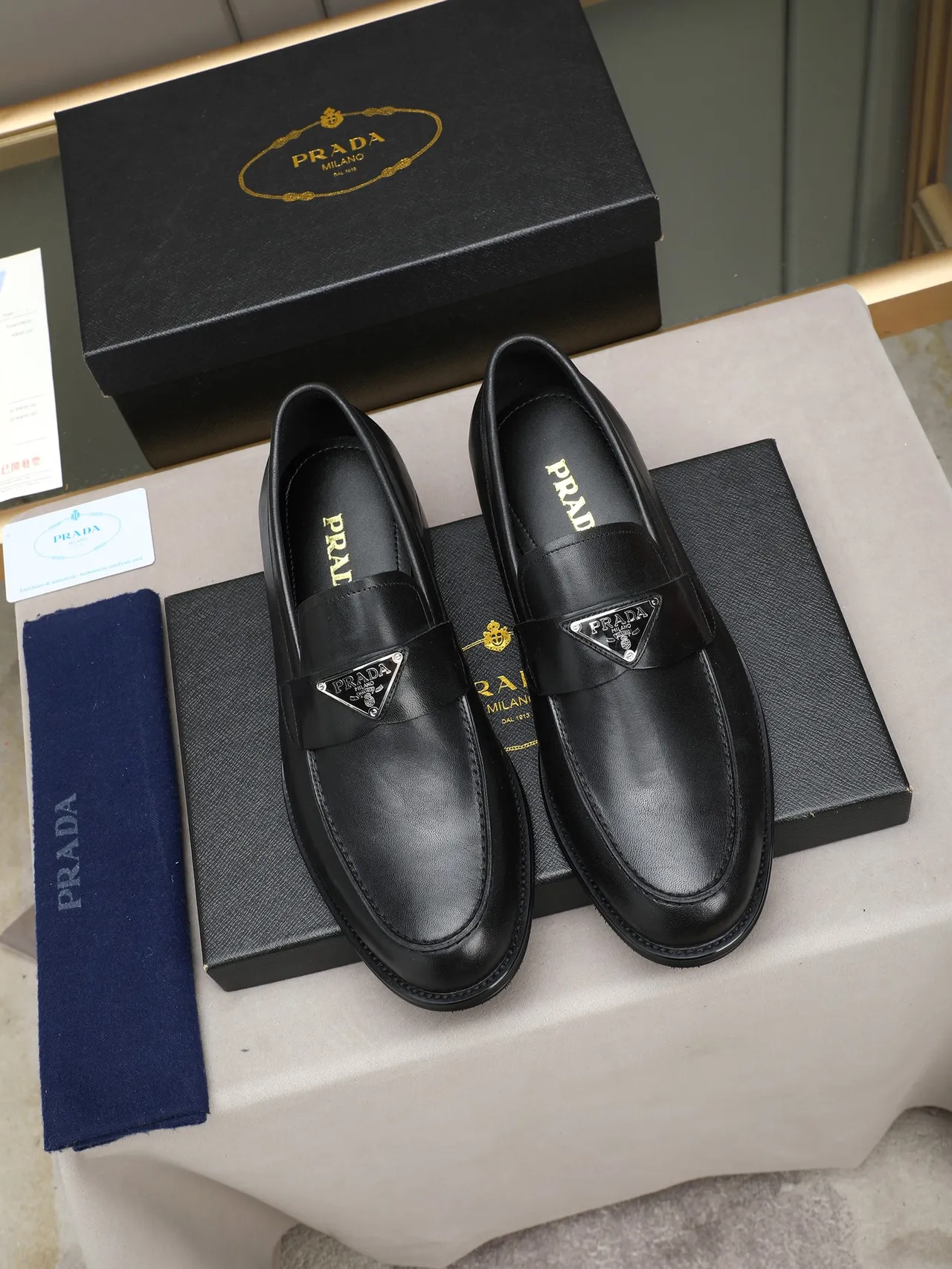 Prada Triangle Logo Loafer Black Leather Loafer 2