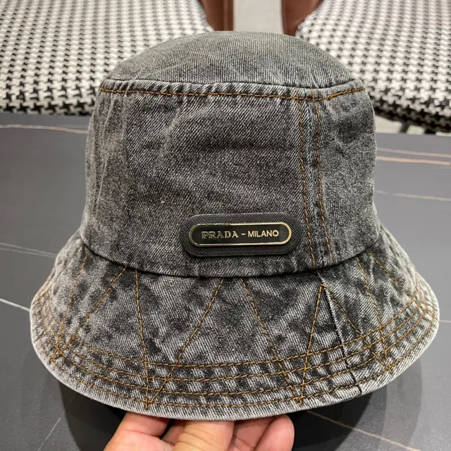 Prada sombrero bucket denim lavado gris 7