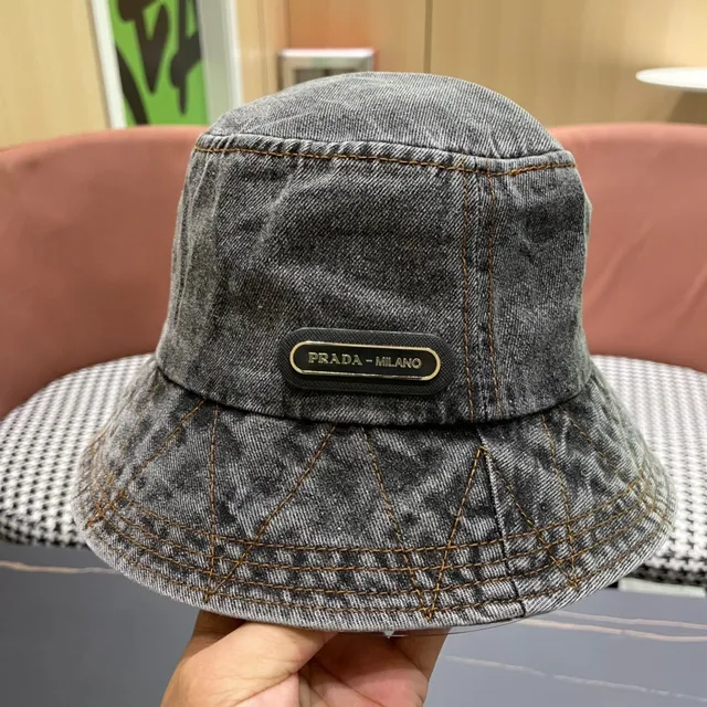 Prada sombrero bucket denim lavado gris 8