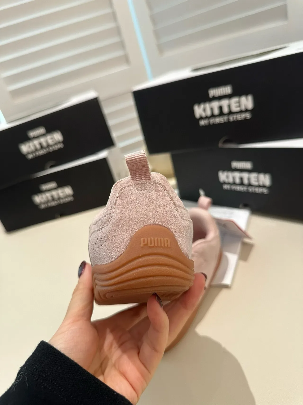 Puma Pink Beige Velcro Strap Closure Suede-Like Upper Lifestyle Sneakers 8