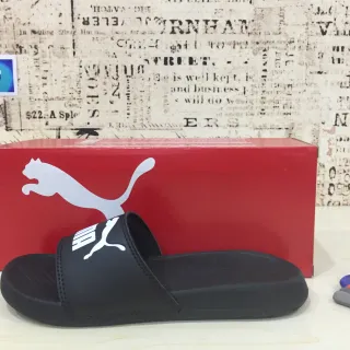Puma Slide 黑色白色 Logo 拖鞋