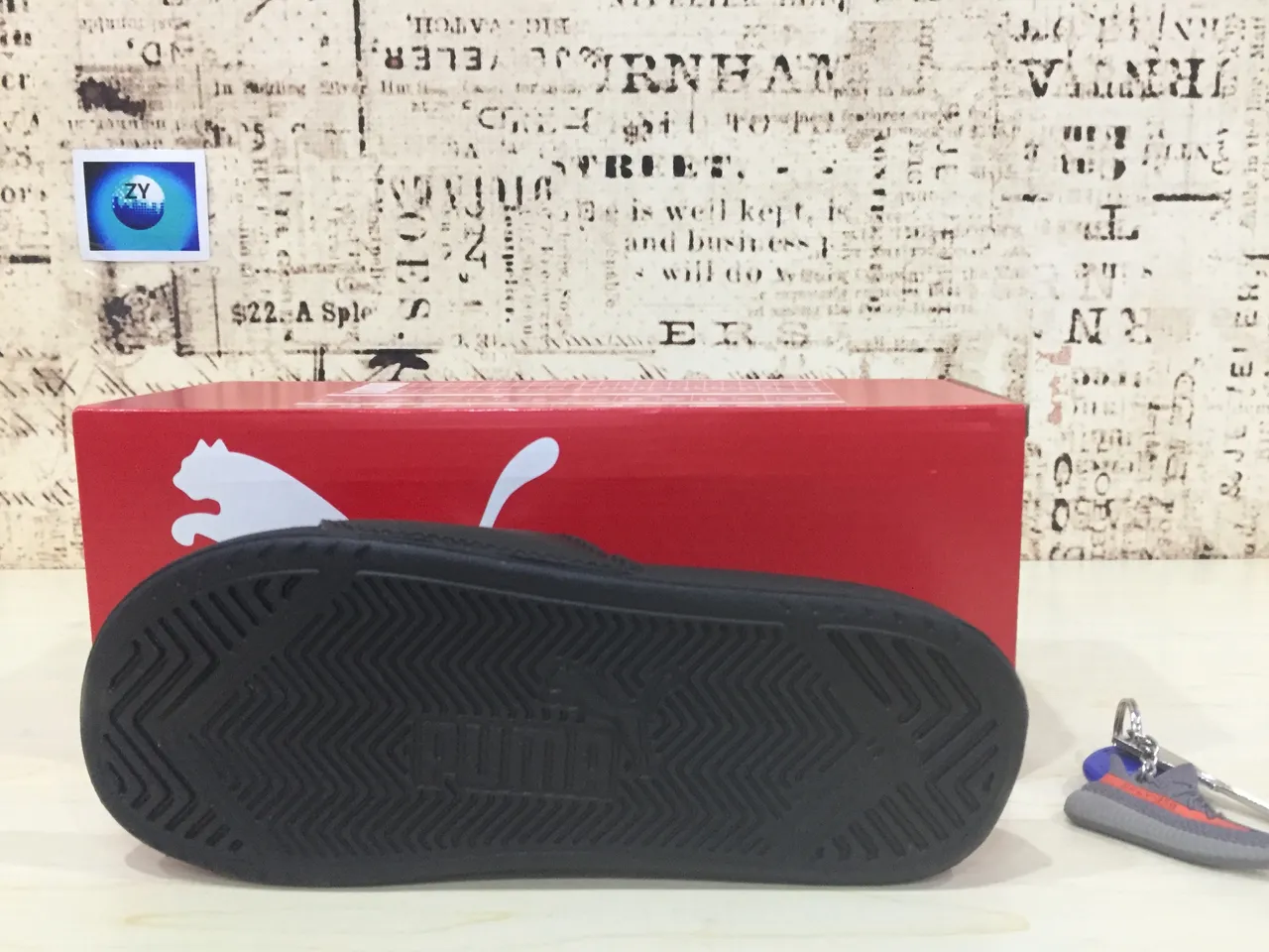 Puma Slide 黑色白色 Logo 拖鞋 5