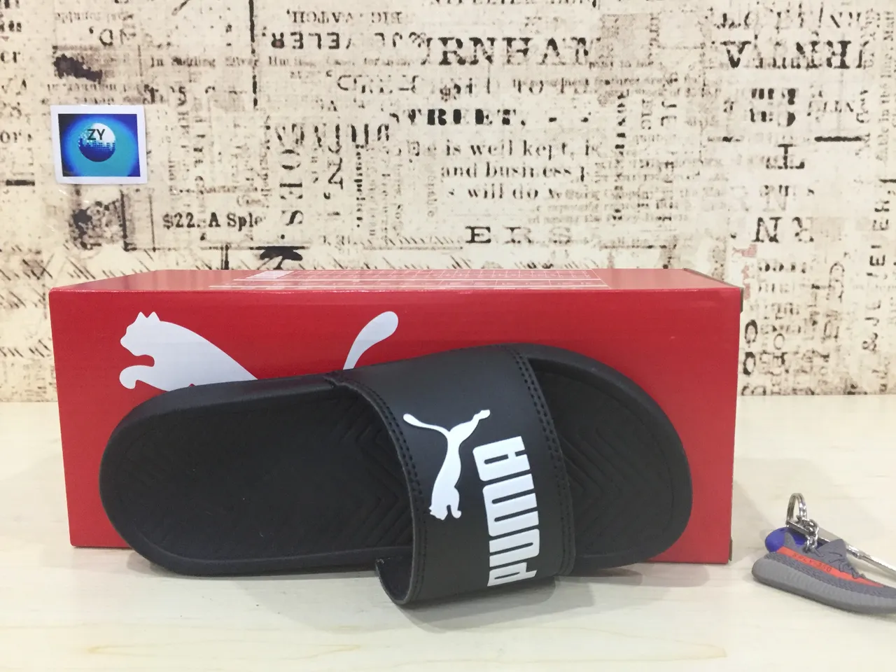 Puma Slide 黑色白色 Logo 拖鞋 6