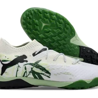 Puma White Green Knit Upper Sock-Fit Collar Sneakers