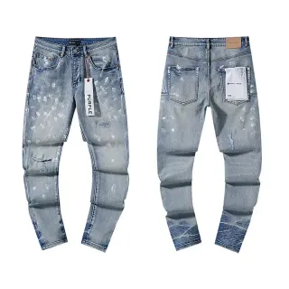 Purple Brand Light-Wash Paint-Splatter Distressed Jeans