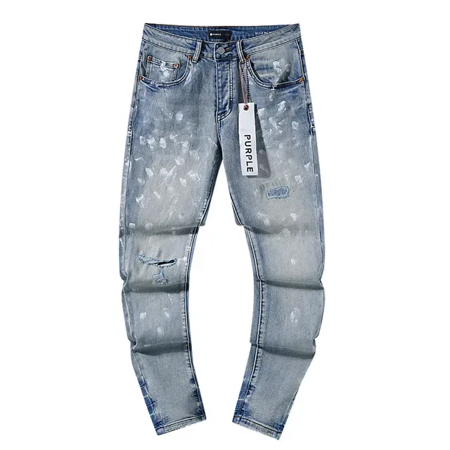 Purple Brand Jeans lavado claro con salpicaduras de pintura desgastadas 2