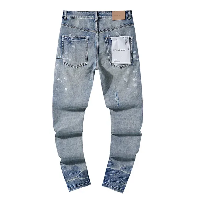 Purple Brand Jeans lavado claro con salpicaduras de pintura desgastadas 3