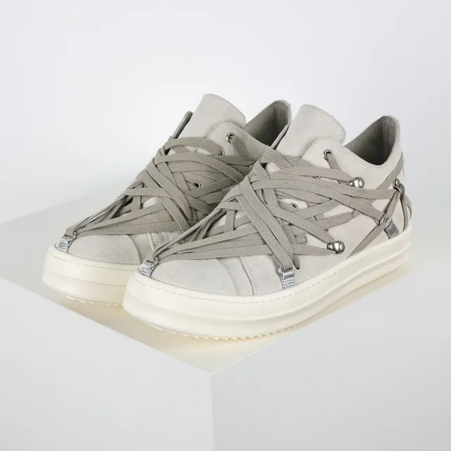 Rick Owens Geobasket Gris Daim Sangle Tressée Sneakers Lifestyle 2