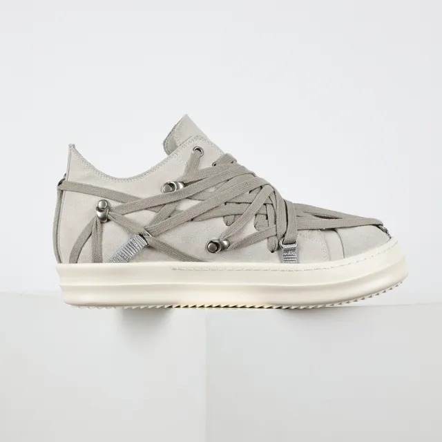 Rick Owens Geobasket Gris Daim Sangle Tressée Sneakers Lifestyle 7
