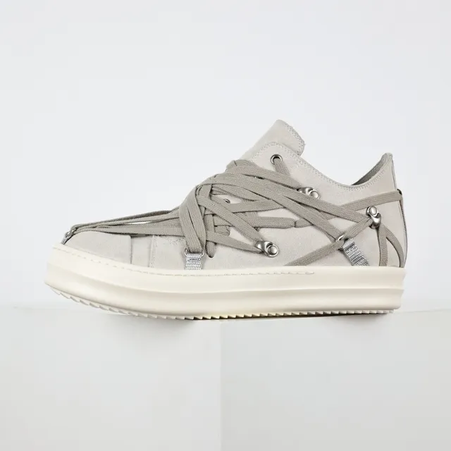 Rick Owens Geobasket Gris Daim Sangle Tressée Sneakers Lifestyle 9