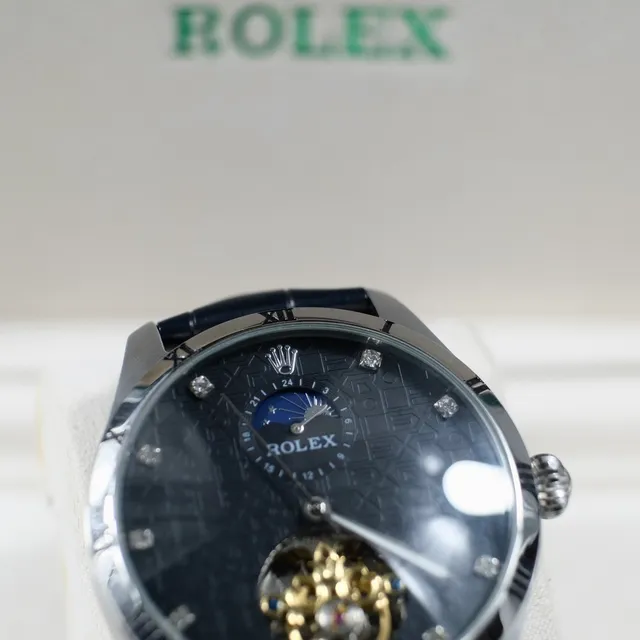 Rolex Cellini Moonphase Tourbillon Dial Negro Reloj Mecánico 5