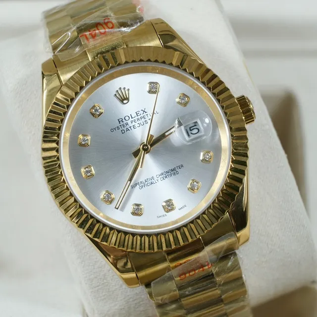 Rolex Datejust Gold-tone Fluted Bezel Diamond Dial Mechanical Watch 5