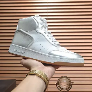 Saint Laurent High-Top Metallic Silver Lifestyle Sneakers