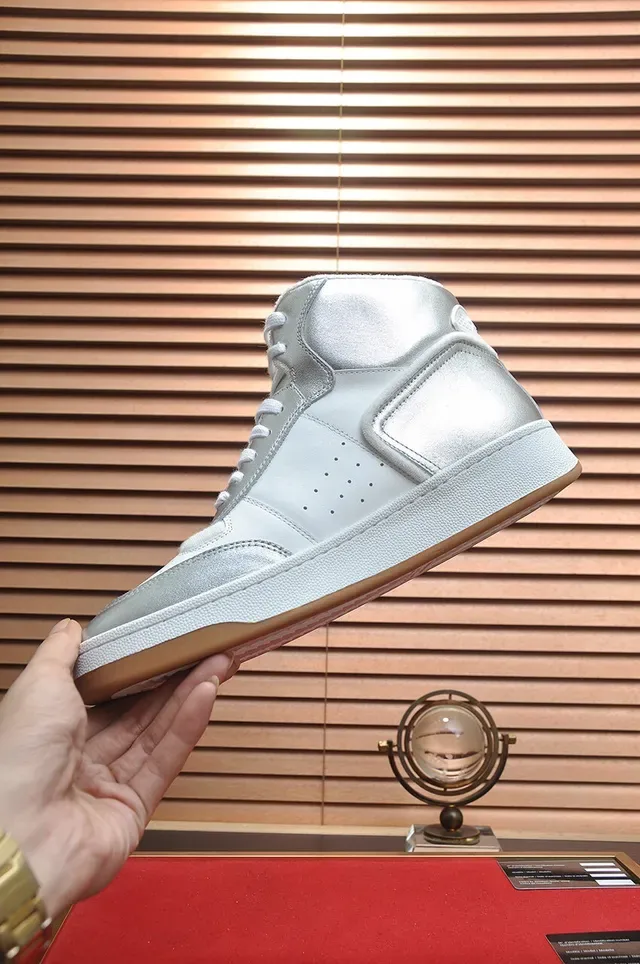 Saint Laurent High-Top Metallic Silver Lifestyle Sneakers 5