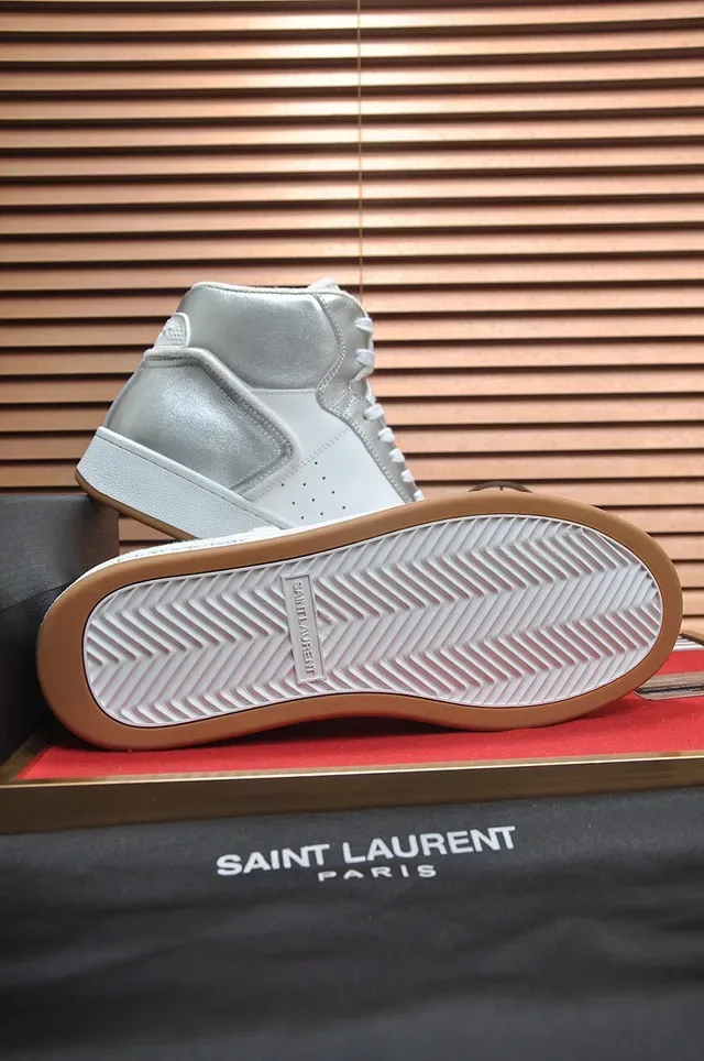Saint Laurent High-Top Metallic Silver Lifestyle Sneakers 7