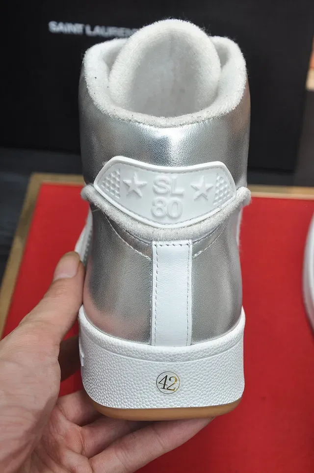 Saint Laurent High-Top Metallic Silver Lifestyle Sneakers 9