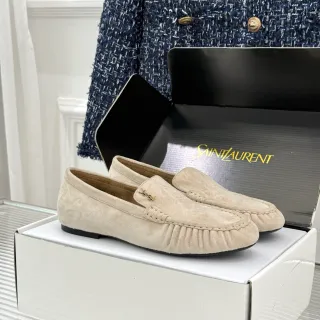 Saint Laurent Loulou भूरा सुड लूफर्स