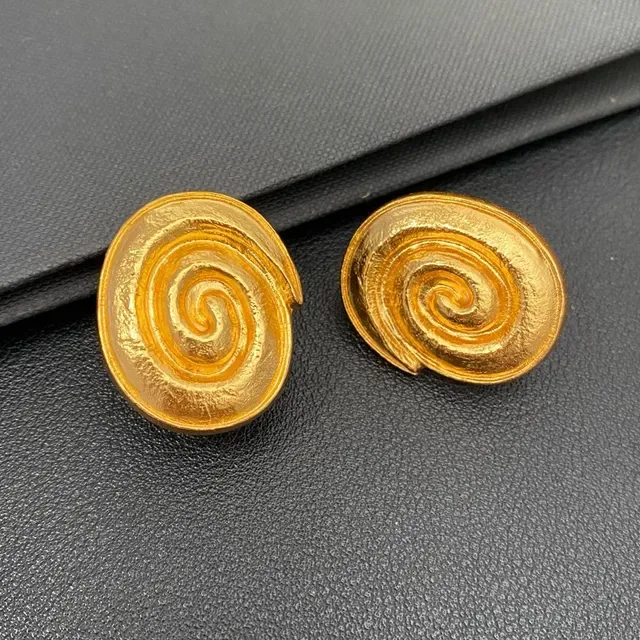 Saint Laurent Spiral Gold Clip-On Earrings 8