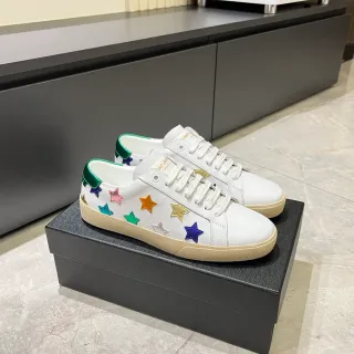 सेंट लॉरेंट Star Appliqué सफेद चमड़े की लाइफस्टाइल स्नीकर