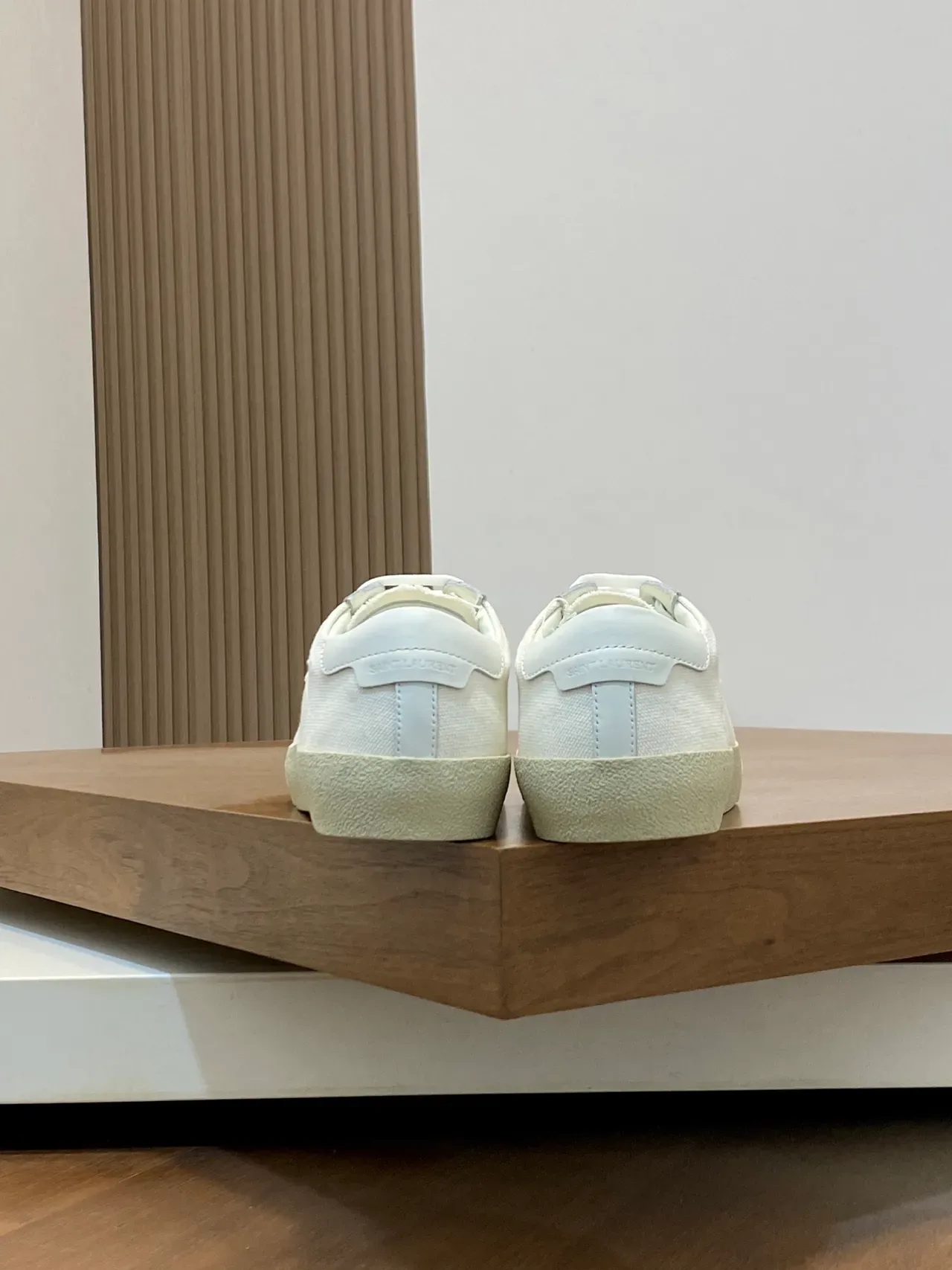 Saint Laurent White Beige Canvas Upper Embroidered Logo Lifestyle Sneakers 3
