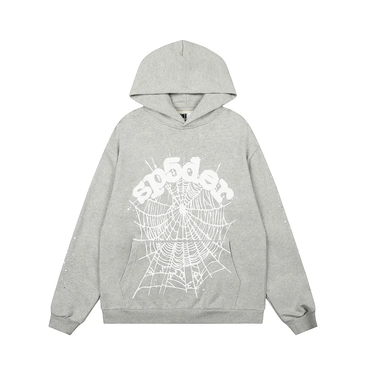 Sp5der جرافيك العنكبوت الرمادي الأبيض Oversized Fit تراكسوت 4