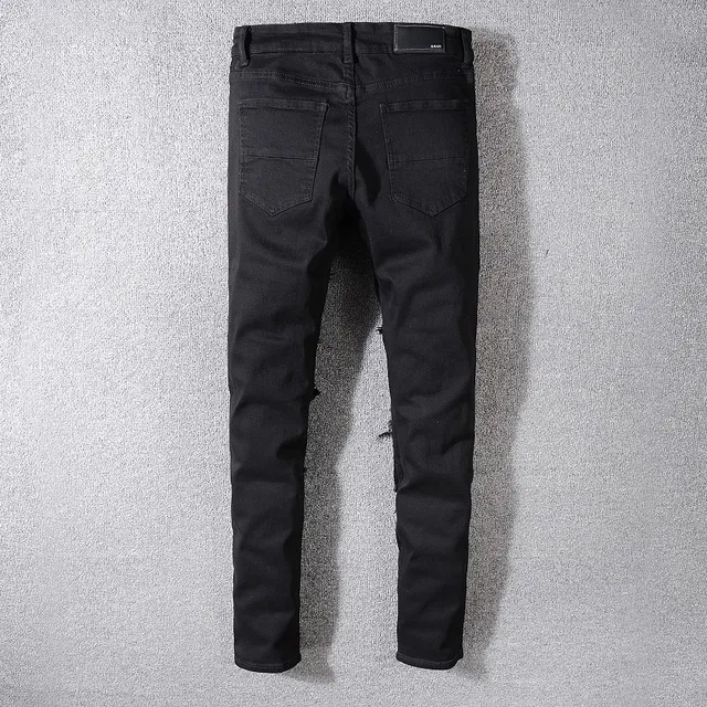 Stussy جينز أسود متعدد الألوان ممزق بقماش مقسم 6