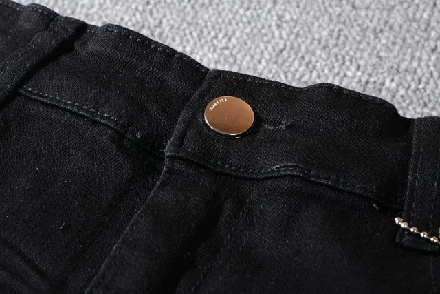 Stussy جينز أسود متعدد الألوان ممزق بقماش مقسم 11