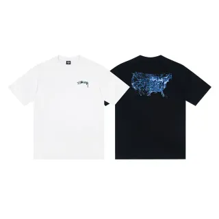 Stussy Stock Logo USA मैप ग्राफिक टी-शर्ट