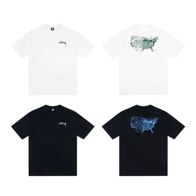 Camiseta gráfica Stussy Stock Logo mapa de EE. UU. 2