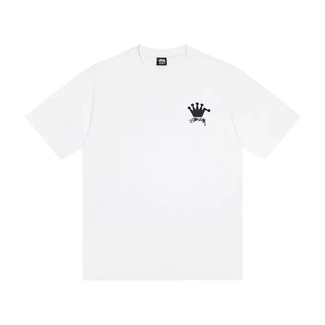 T-shirt Stussy blanc et noir imprimé graphique motif couronne 4