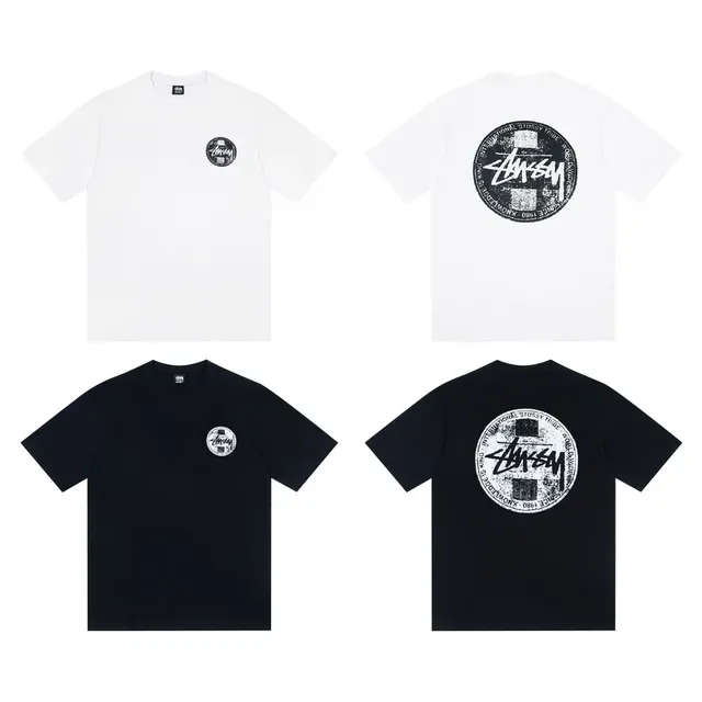 T-shirt Stussy graphique col rond blanc et noir 2