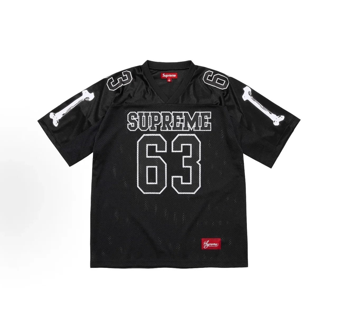 Supreme Maillot de Football Blanc Noir Maille Constructions Lettres de Contour Coutues 3